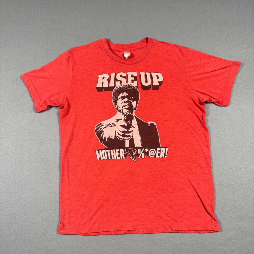 Bella+Canvas Pulp Fiction Atlanta Falcons Rise Up T-Shirt Mens Large Red Graphic